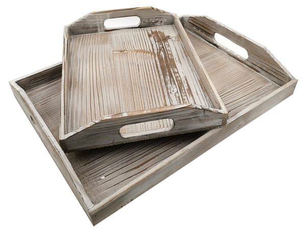 Rustic wooden serving trays set