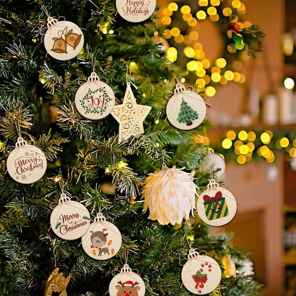 Christmas Decoration Wooden Laser Engraving Pendant