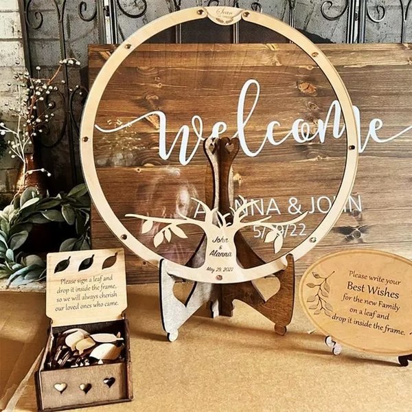 Wooden Laser Engraved Wedding Guest Book